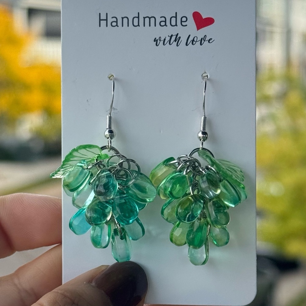 Handmade Beaded Grape Earrings
